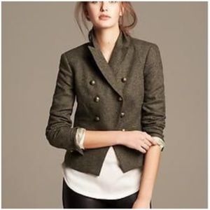Banana Republic Olive Speckled Cutaway Blazer 12
